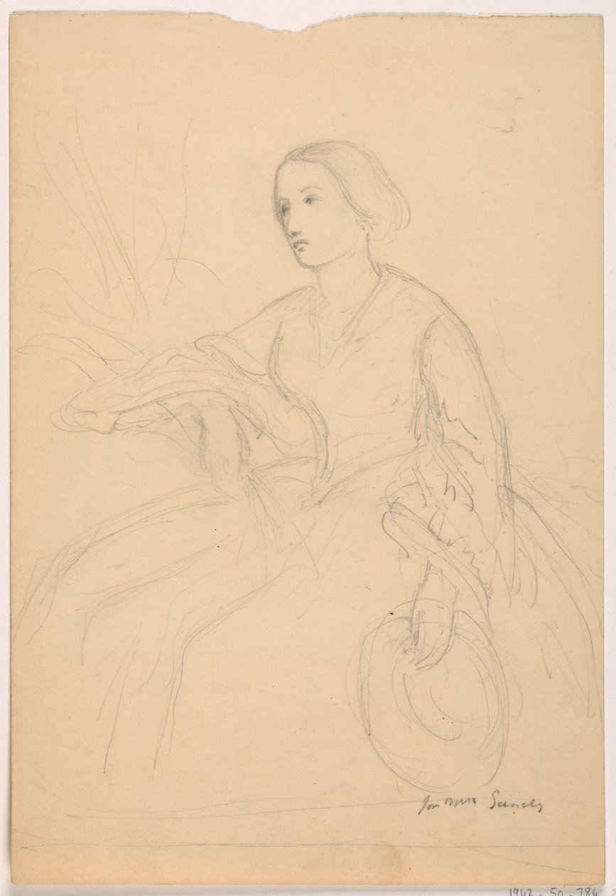Tegning, fru Sheppard Gandy siddende; bagside: fru Sheppard Gandy siddende, 1859 af Daniel Huntington