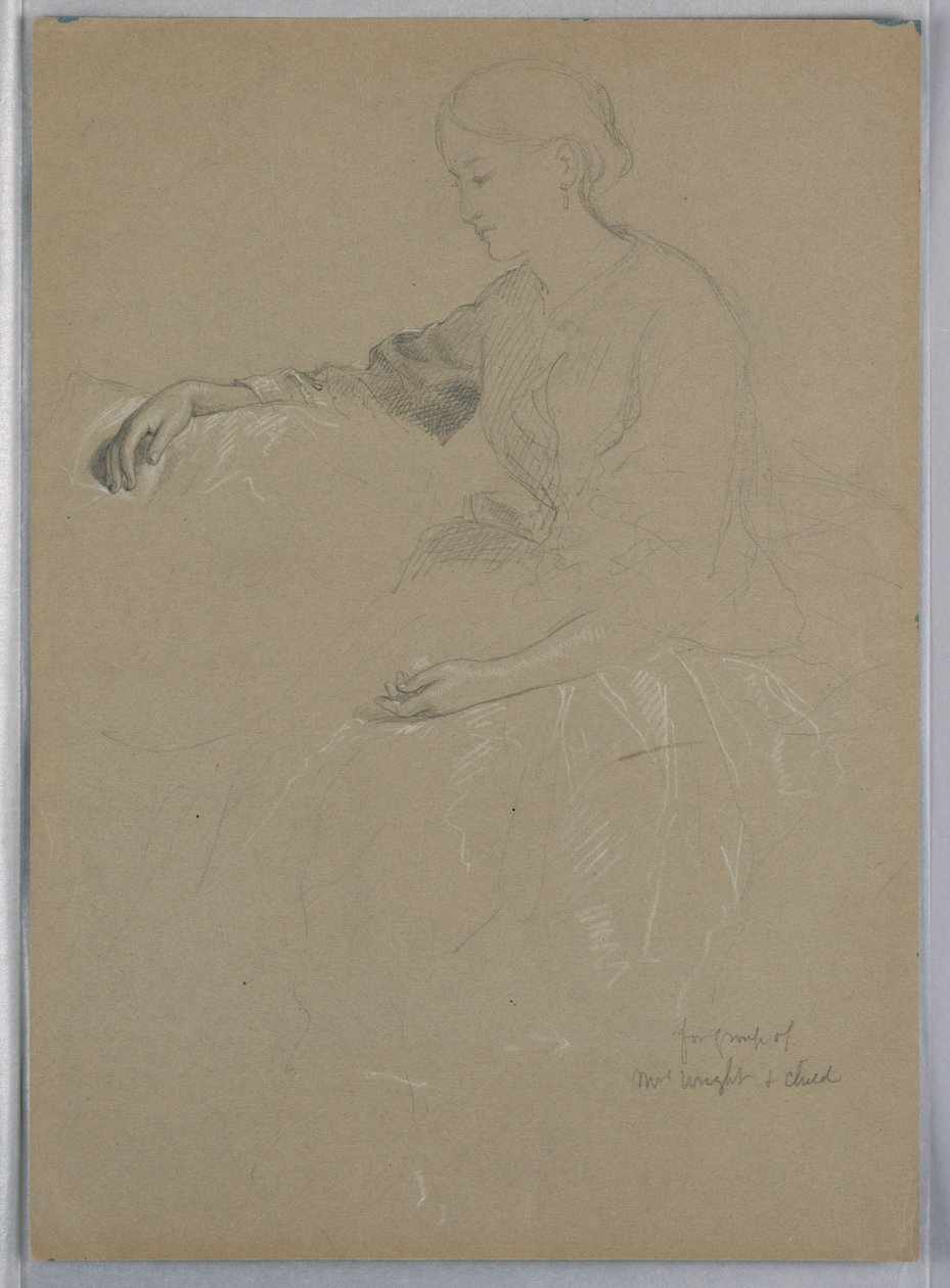 Tegning, fru William Wright og barn, 1857 af Daniel Huntington