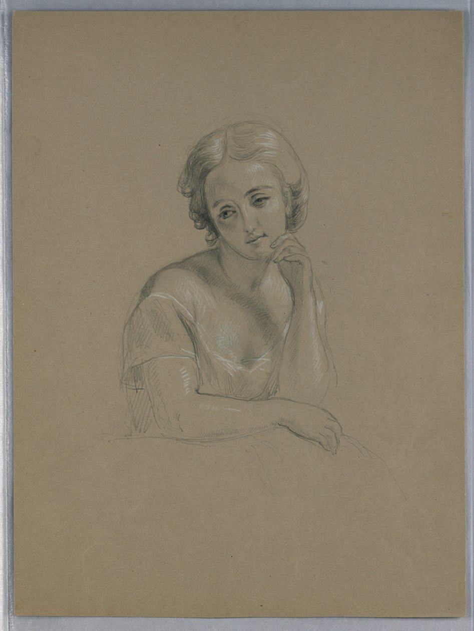 Tegning, muligt studie til "Marth", 1860 af Daniel Huntington
