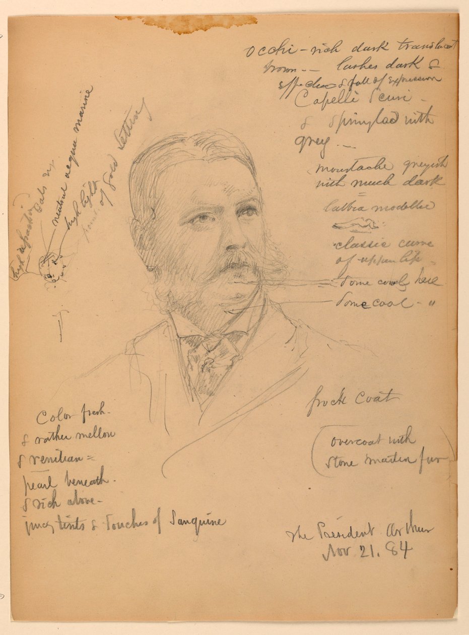 Tegning, præsident Chester Alan Ar, 21. november 1884 af Daniel Huntington