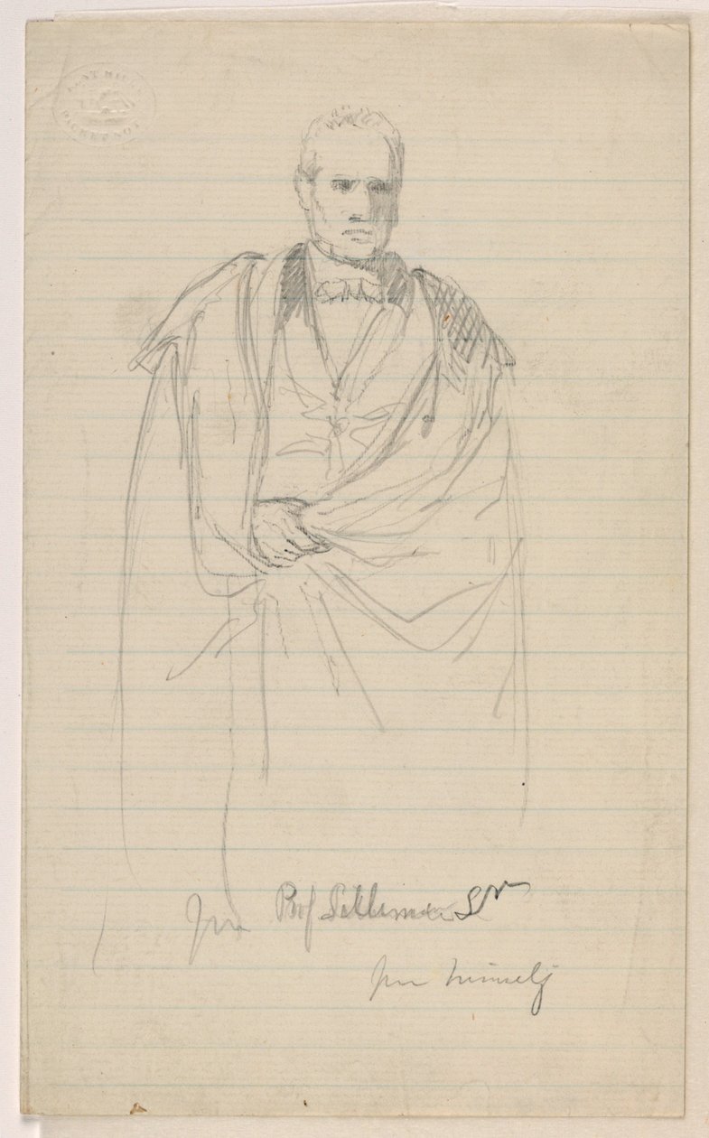 Tegning, professor Benjamin Silliman, Sr. Stående; Venstre: Prof. Benjamin Silliman, Sr. Siddende, 1858 af Daniel Huntington