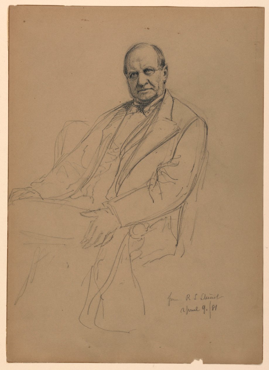 Tegning, Robert L. Stuart siddende, 1881 af Daniel Huntington