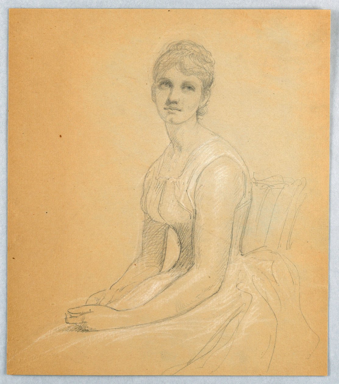 Tegning, Skitse til portræt af en kvinde, 1881 af Daniel Huntington