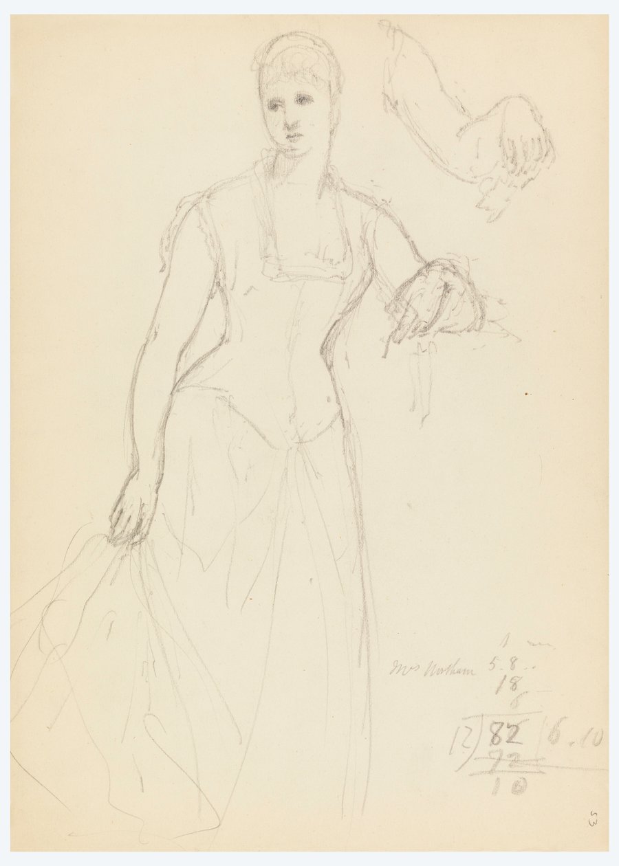 Tegning, Skitse til et portræt af Bella Worsham, 1878 af Daniel Huntington