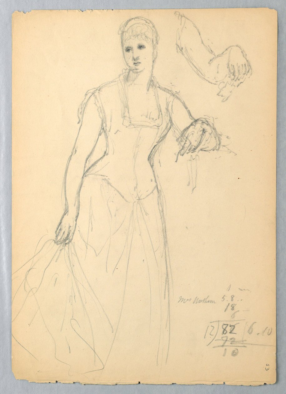Tegning, Skitse til et portræt af Bella Worsham, 1878 af Daniel Huntington