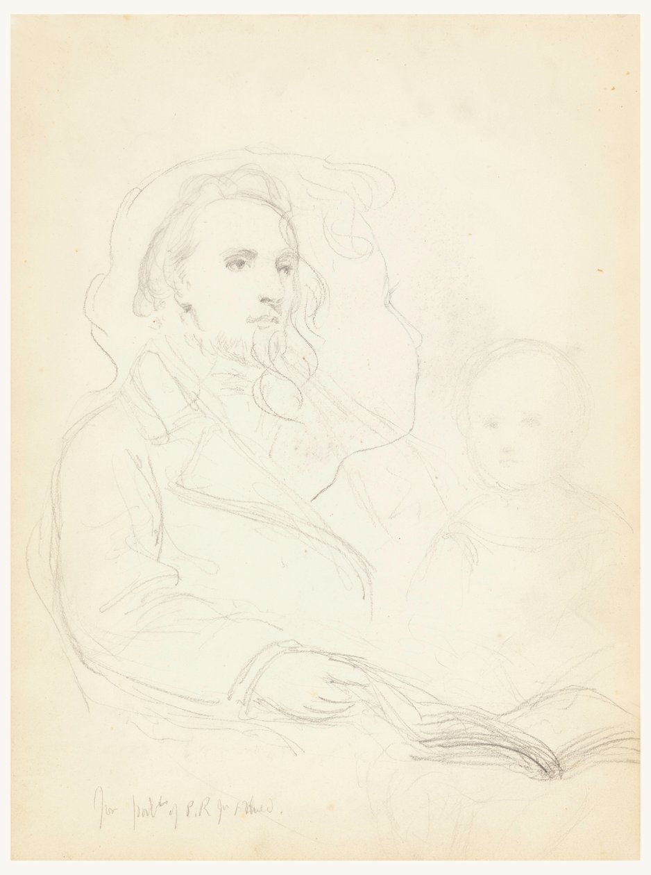 Tegning, Skitser til "Lesson of Charity" og portræt af Peter Richards, Jr. 1849 af Daniel Huntington