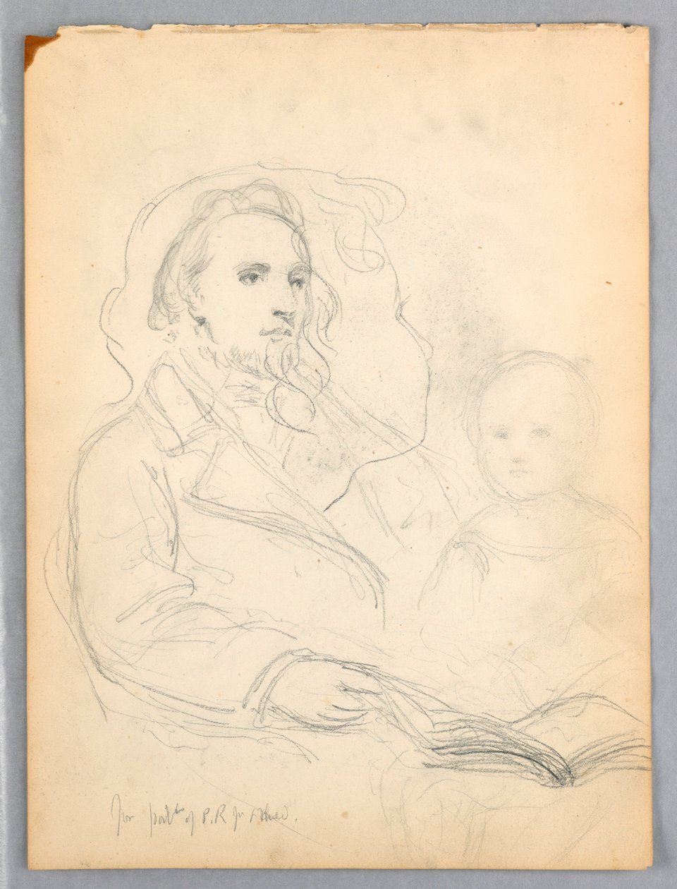 Tegning, Skitser til "Lesson of Charity" og portræt af Peter Richards, Jr. 1849 af Daniel Huntington