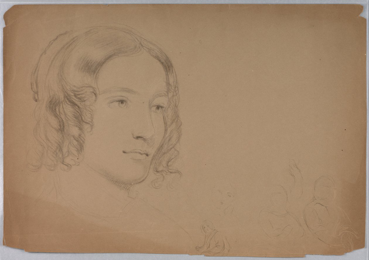 Tegning, Skitser af kvindehoveder, 1840