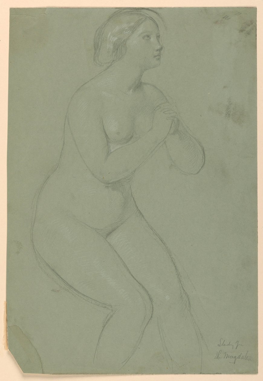Tegning, studie til "A Magdalen", F, 1852 af Daniel Huntington