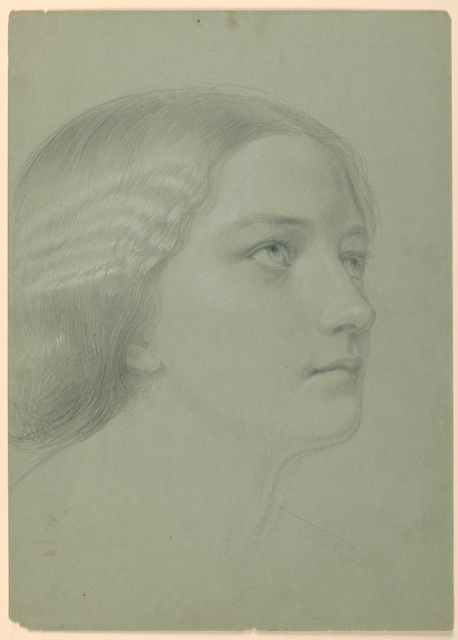Tegning, studie til "A Magdalen", F, 1852 af Daniel Huntington