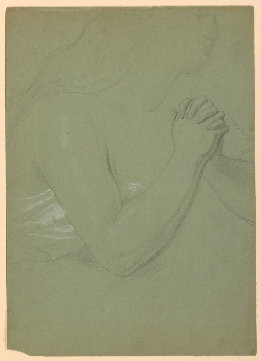 Tegning, studie til "A Magdalen", F, 1852 af Daniel Huntington