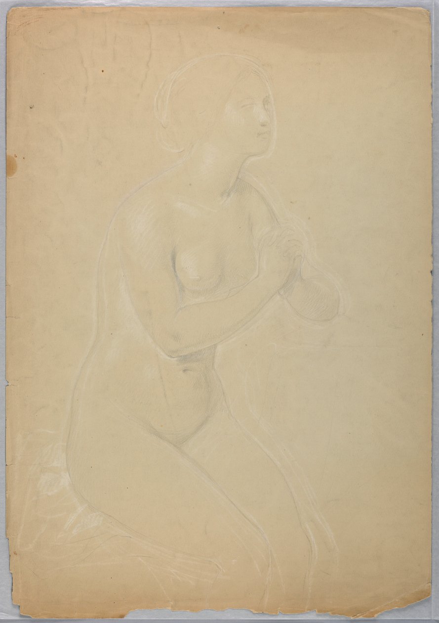 Tegning, studie til "A Magdalen", F, 1852 af Daniel Huntington