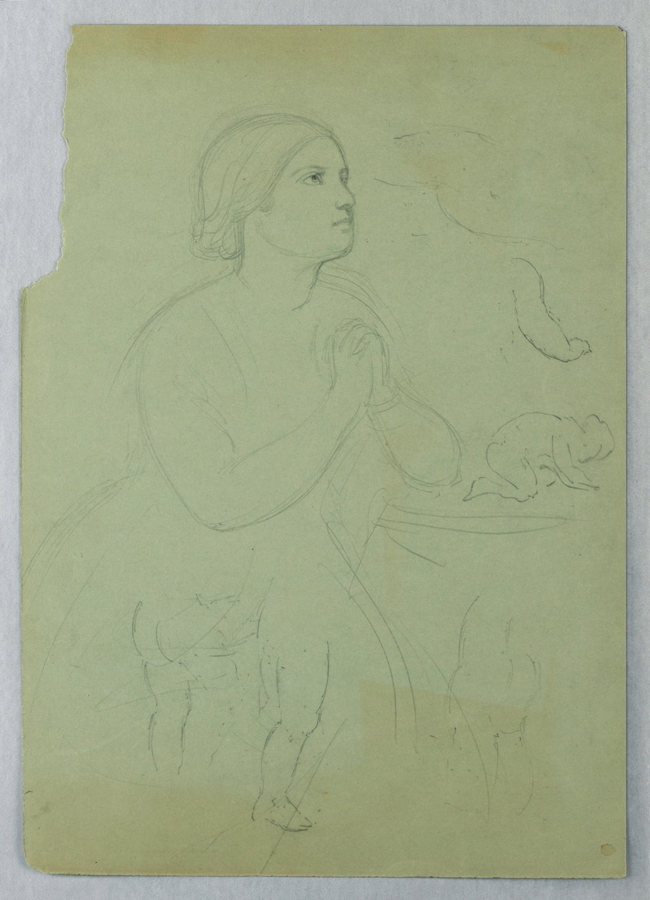 Tegning, studie til "Communion of t", 1845 af Daniel Huntington