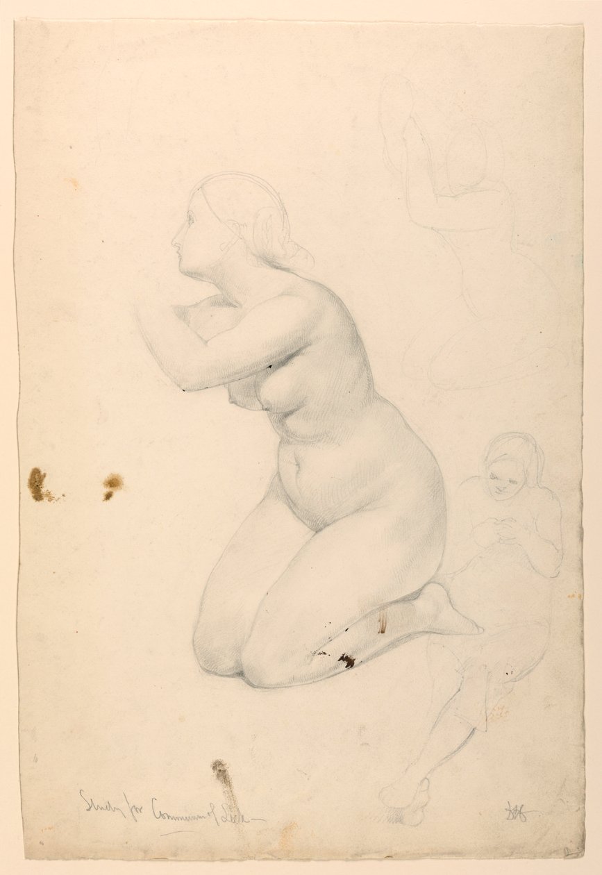 Tegning, studie til "De syges kommunion", 1844-45 af Daniel Huntington
