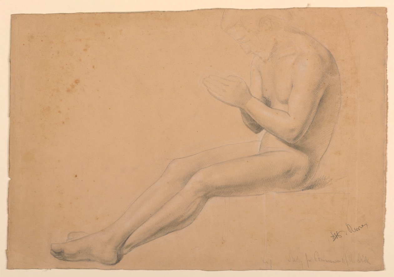 Tegning, studie til "De syges kommunion", 1844-45 af Daniel Huntington