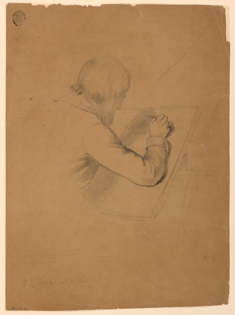 Tegning, studie til "De syges kommunion", 1844-45 af Daniel Huntington