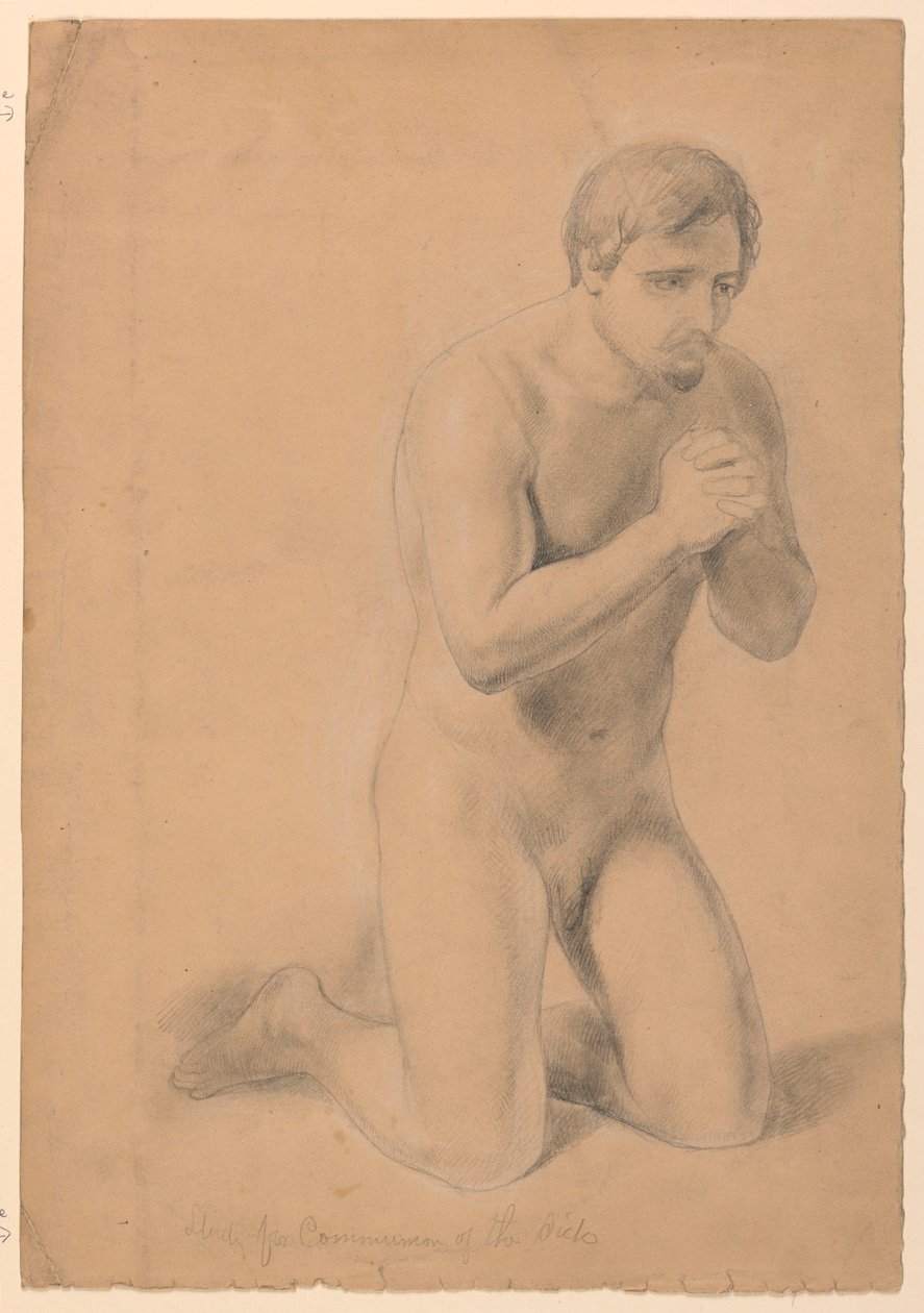 Tegning, studie til "De syges kommunion", 1844 af Daniel Huntington