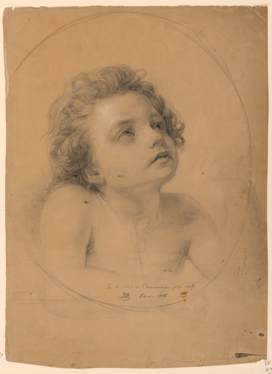 Tegning, studie til "De syges kommunion", 1845 af Daniel Huntington
