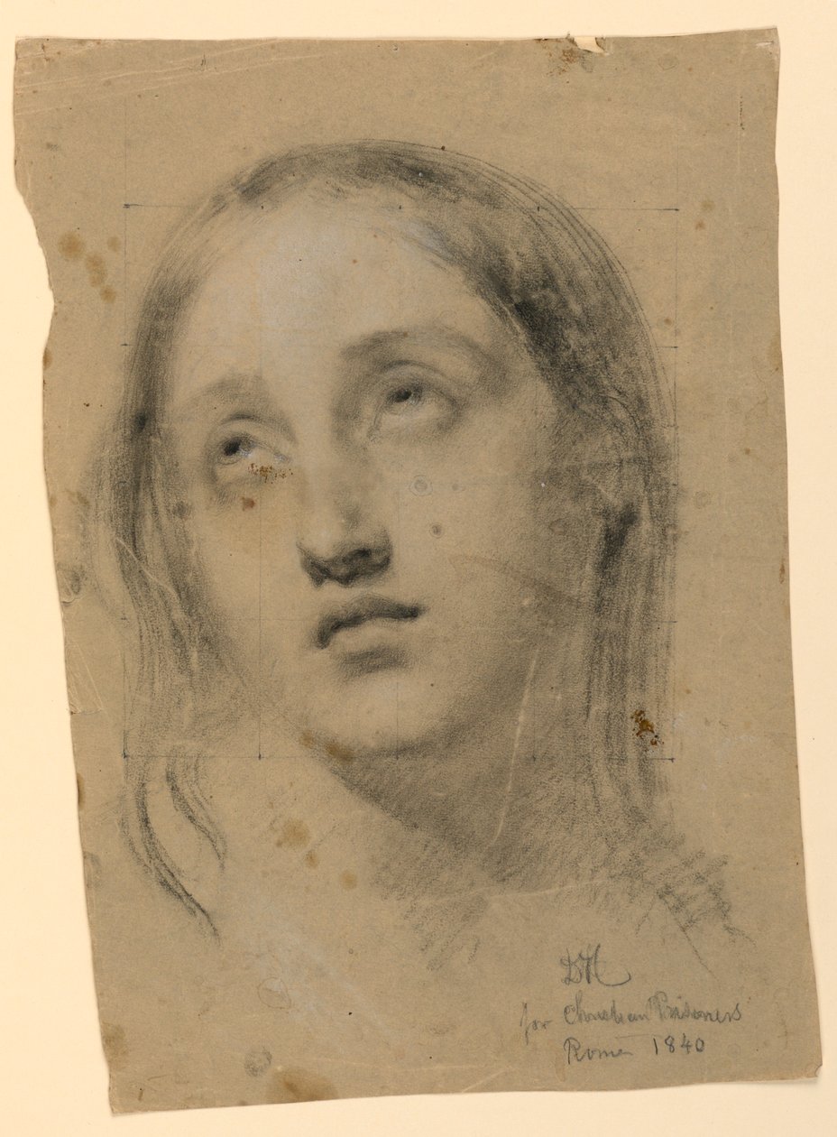 Tegning, studie til "Early Christian Prisoners", 1840 af Daniel Huntington