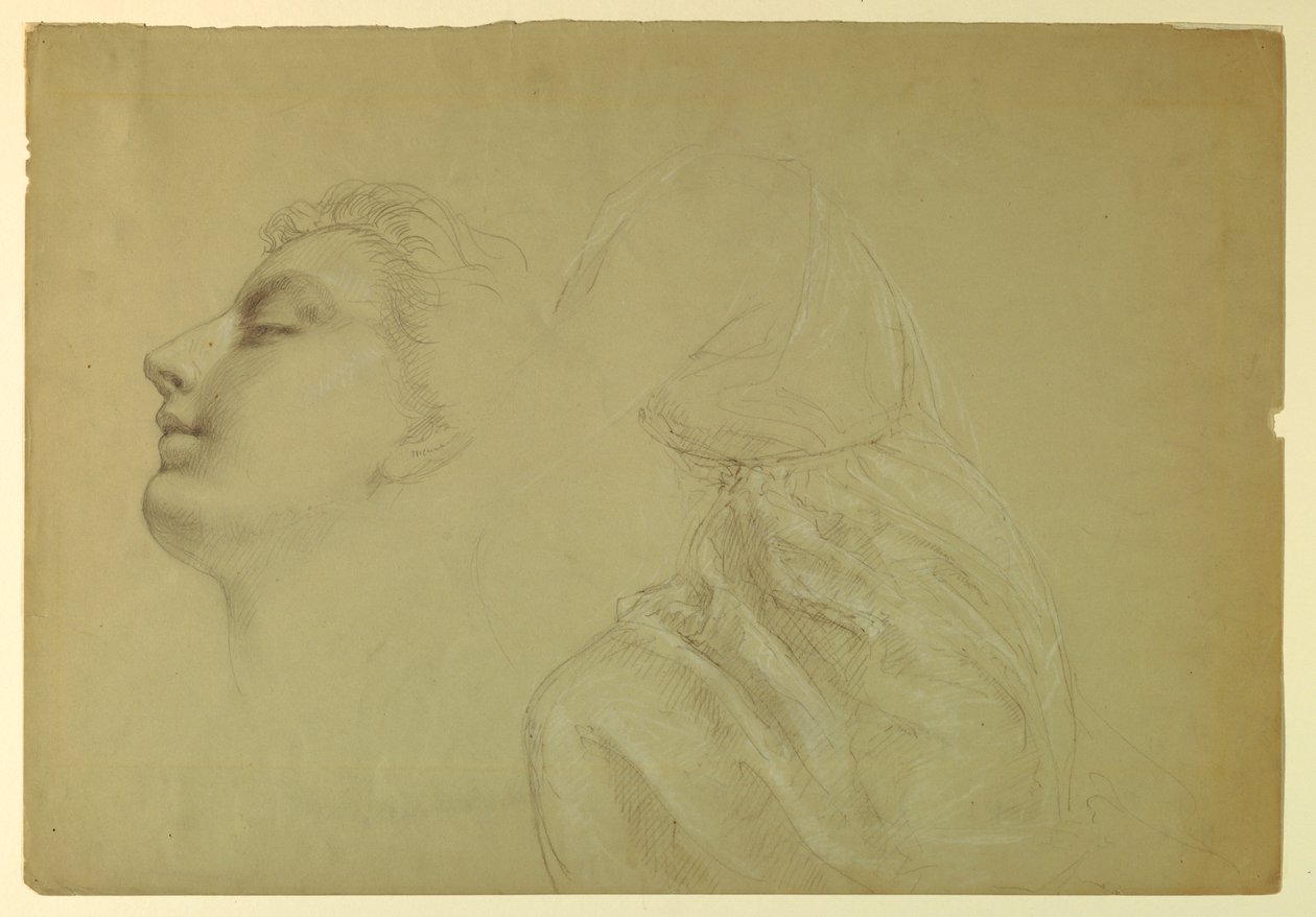 Tegning, studie til "Retfærdighed og fred", 1886 af Daniel Huntington