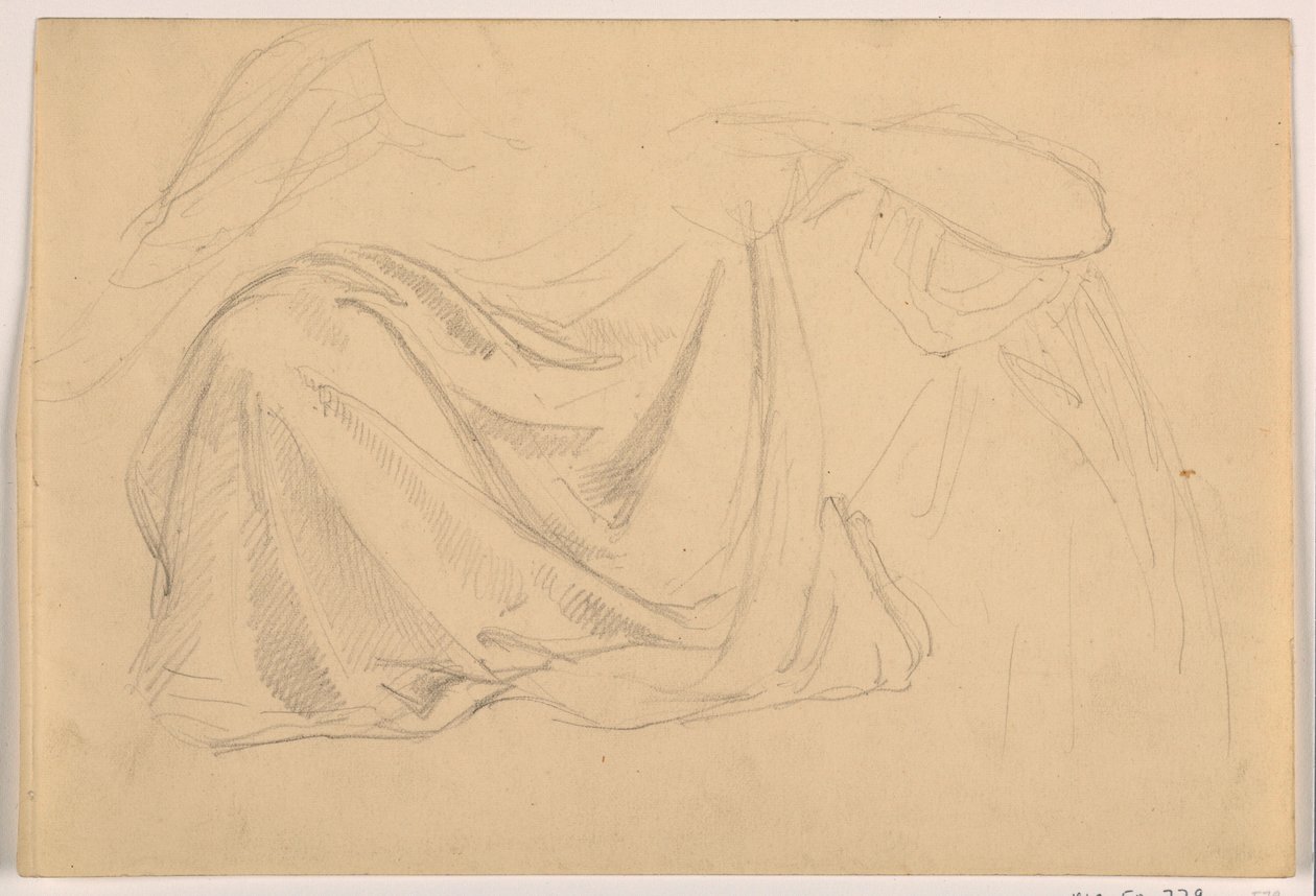 Tegning, studie til "Retfærdighed og fred", draperi, 1878-86 af Daniel Huntington