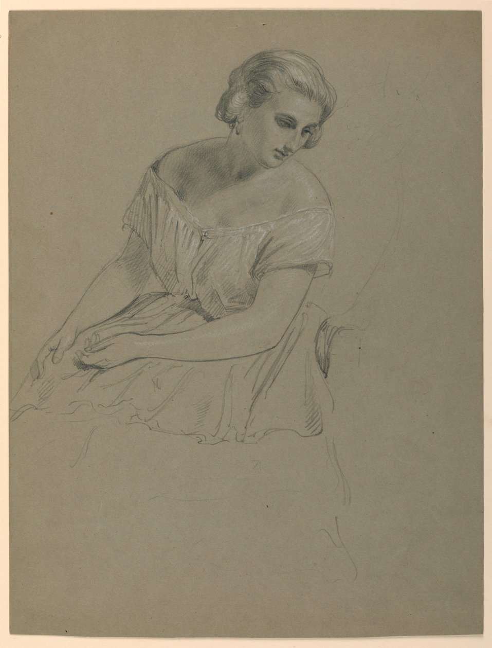 Tegning, studie til "Martha Washington Reception", 1860 af Daniel Huntington