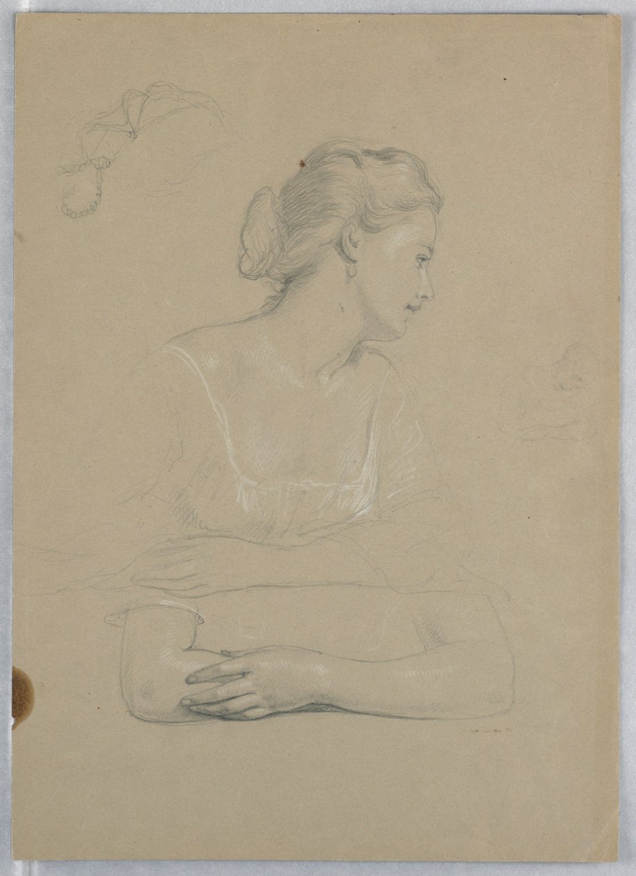 Tegning, studie til "Martha Washington Reception", 1860 af Daniel Huntington