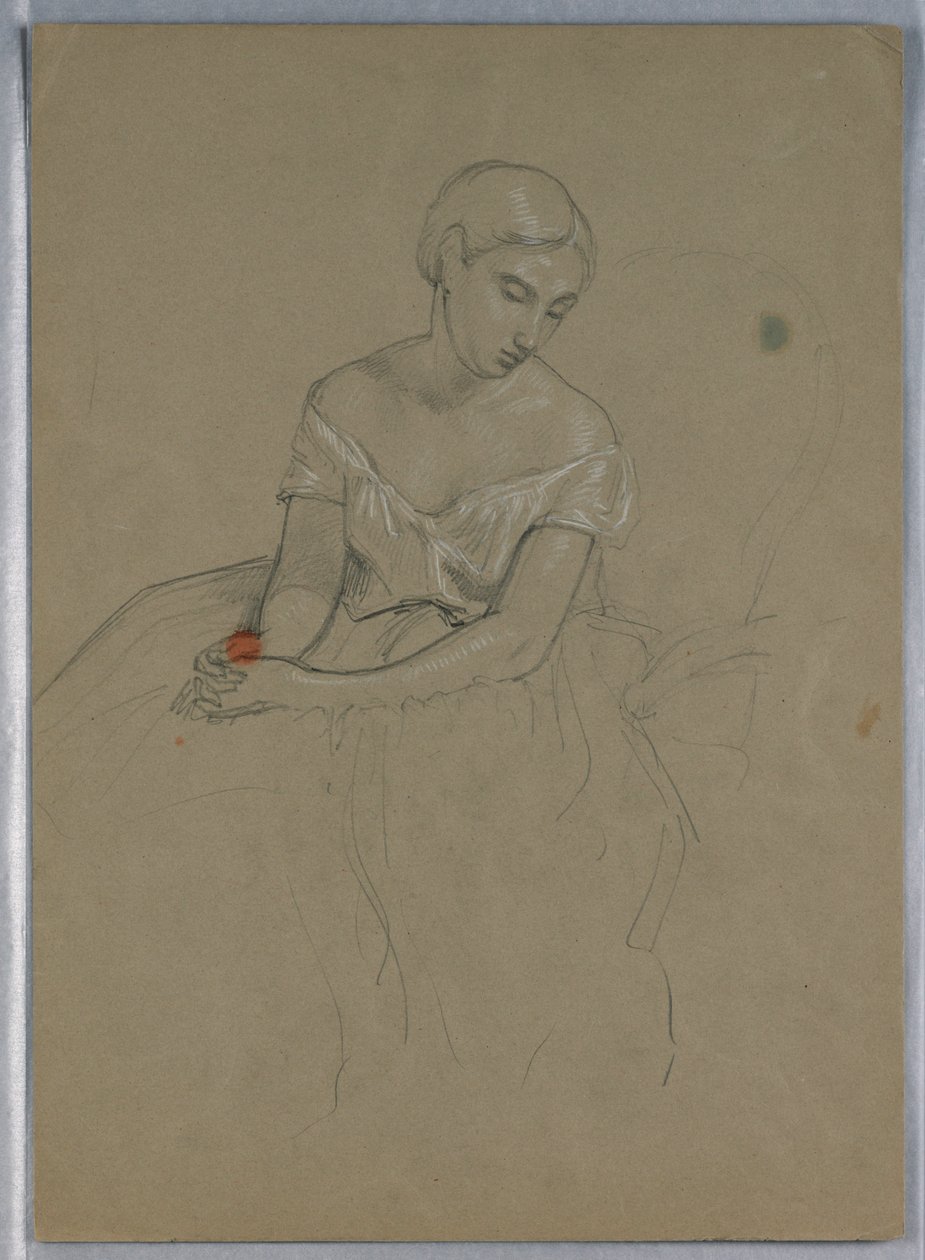 Tegning, studie til "Martha Washington Reception", 1860 af Daniel Huntington