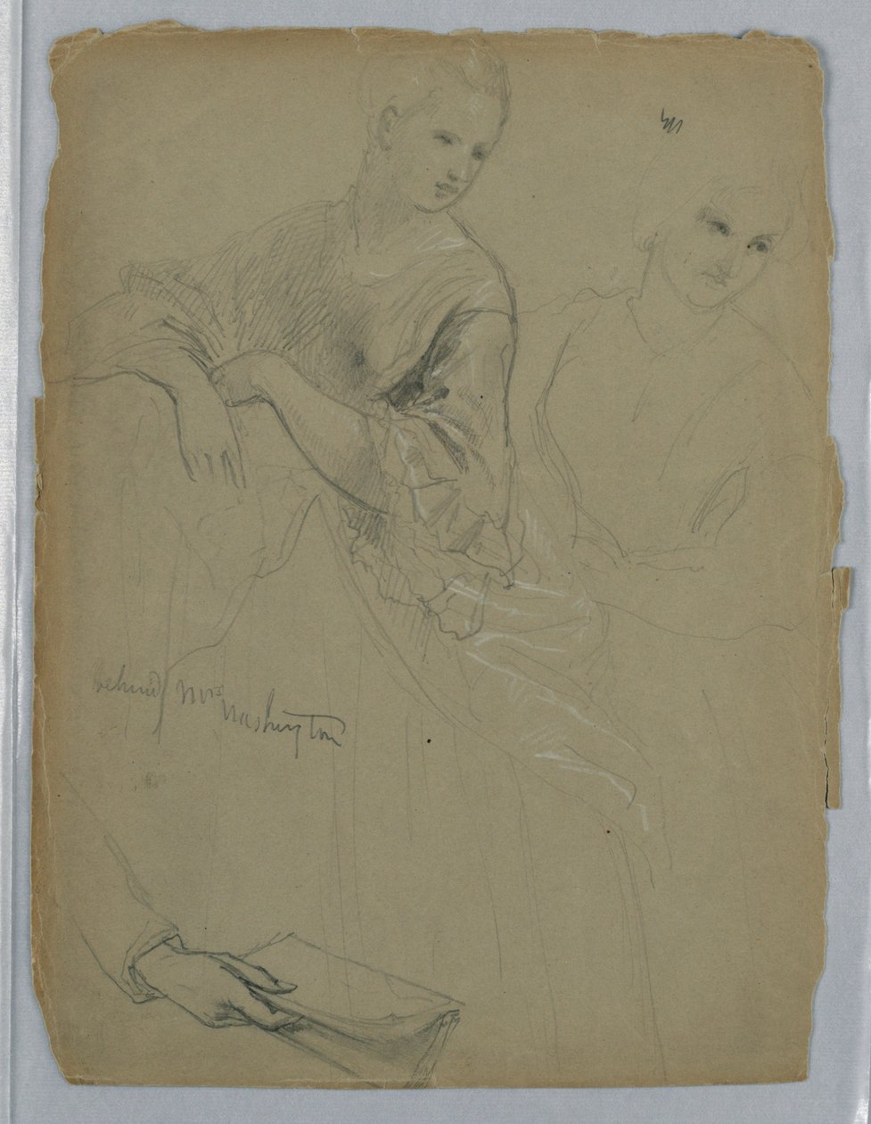 Tegning, studie til "Martha Washington Reception", 1869 af Daniel Huntington