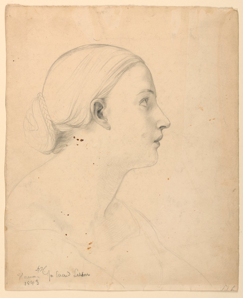 Tegning, studie til "Sacred Lesson", 1843 af Daniel Huntington