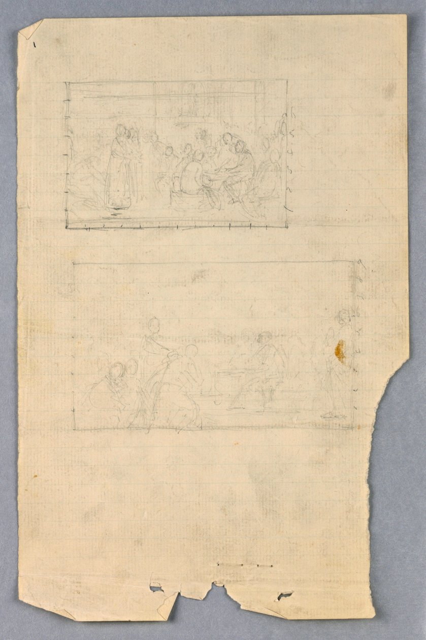Tegning, studie til "Videnskabelig gruppe", 1858 af Daniel Huntington