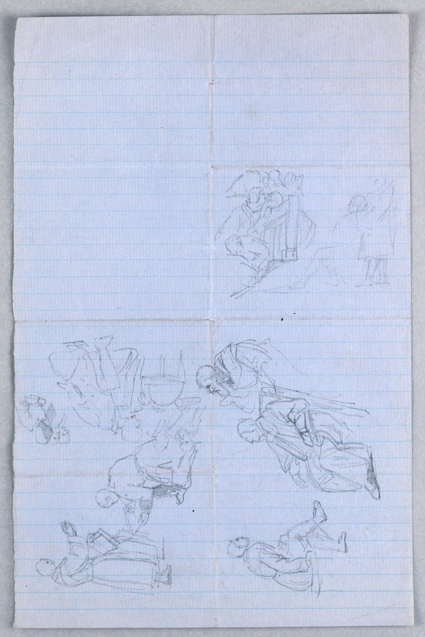 Tegning, studie til "Videnskabelig gruppe", 1858 af Daniel Huntington