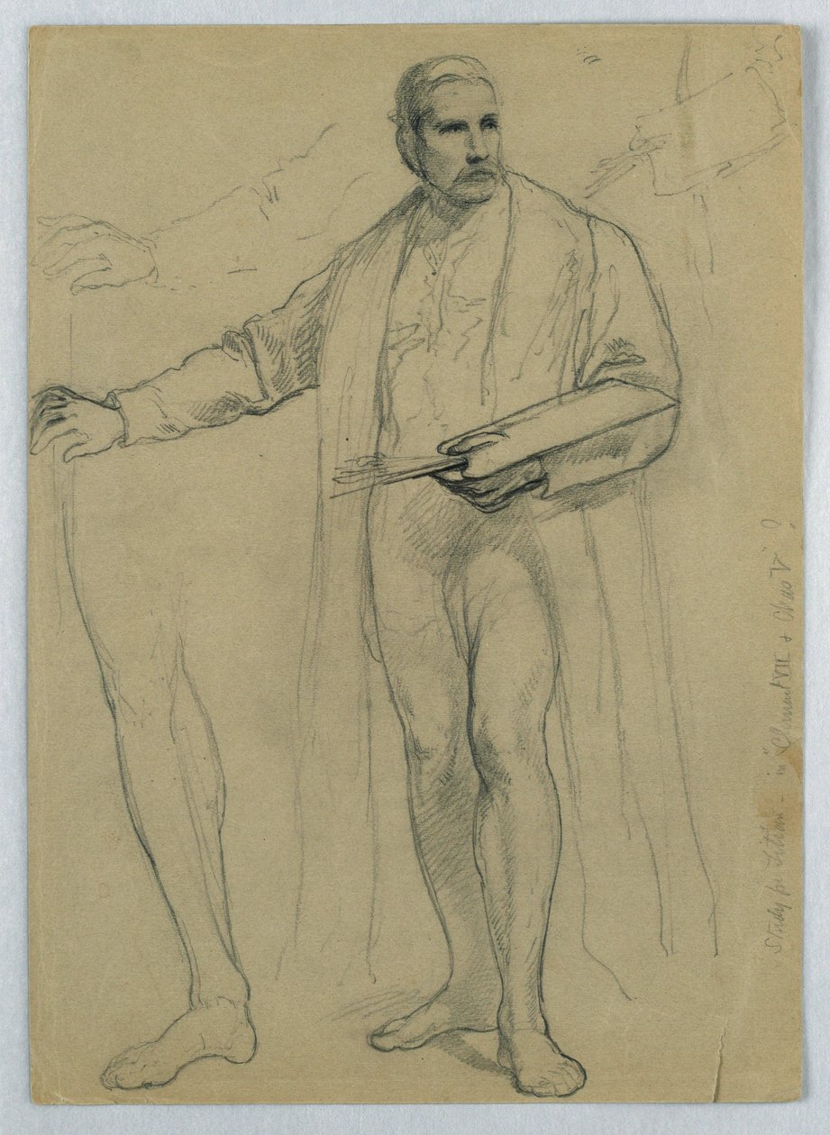 Tegning, studie til "Titian Showing", 1866 af Daniel Huntington