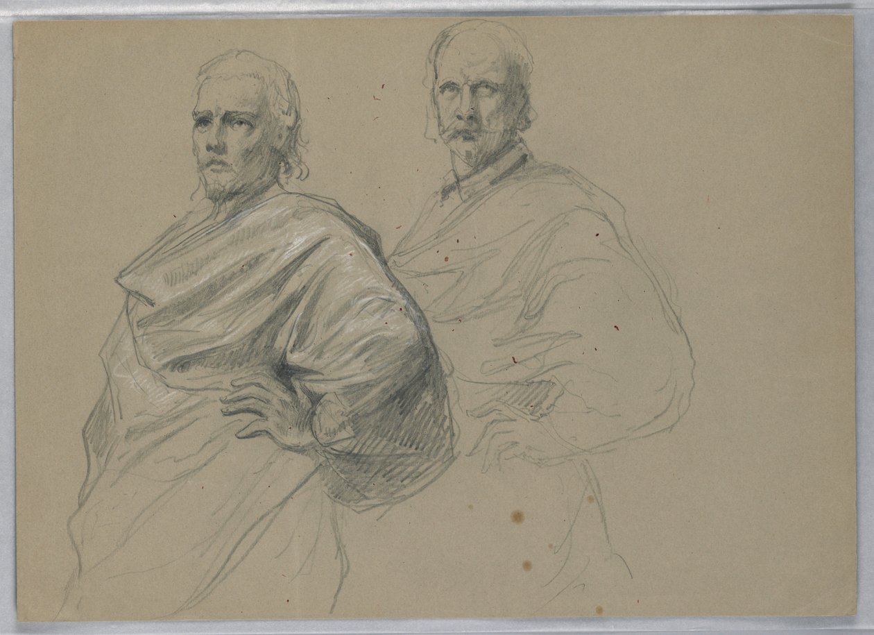 Tegning, studie til "Titian Showing", 1871-72 af Daniel Huntington
