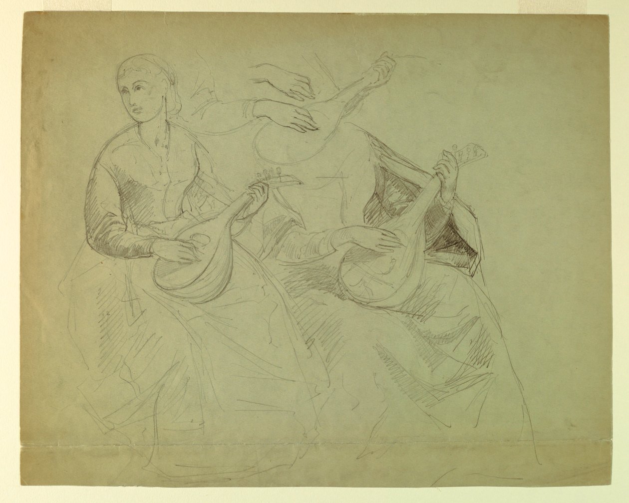 Tegning, studie til "Titian Showing", 1871-72 af Daniel Huntington