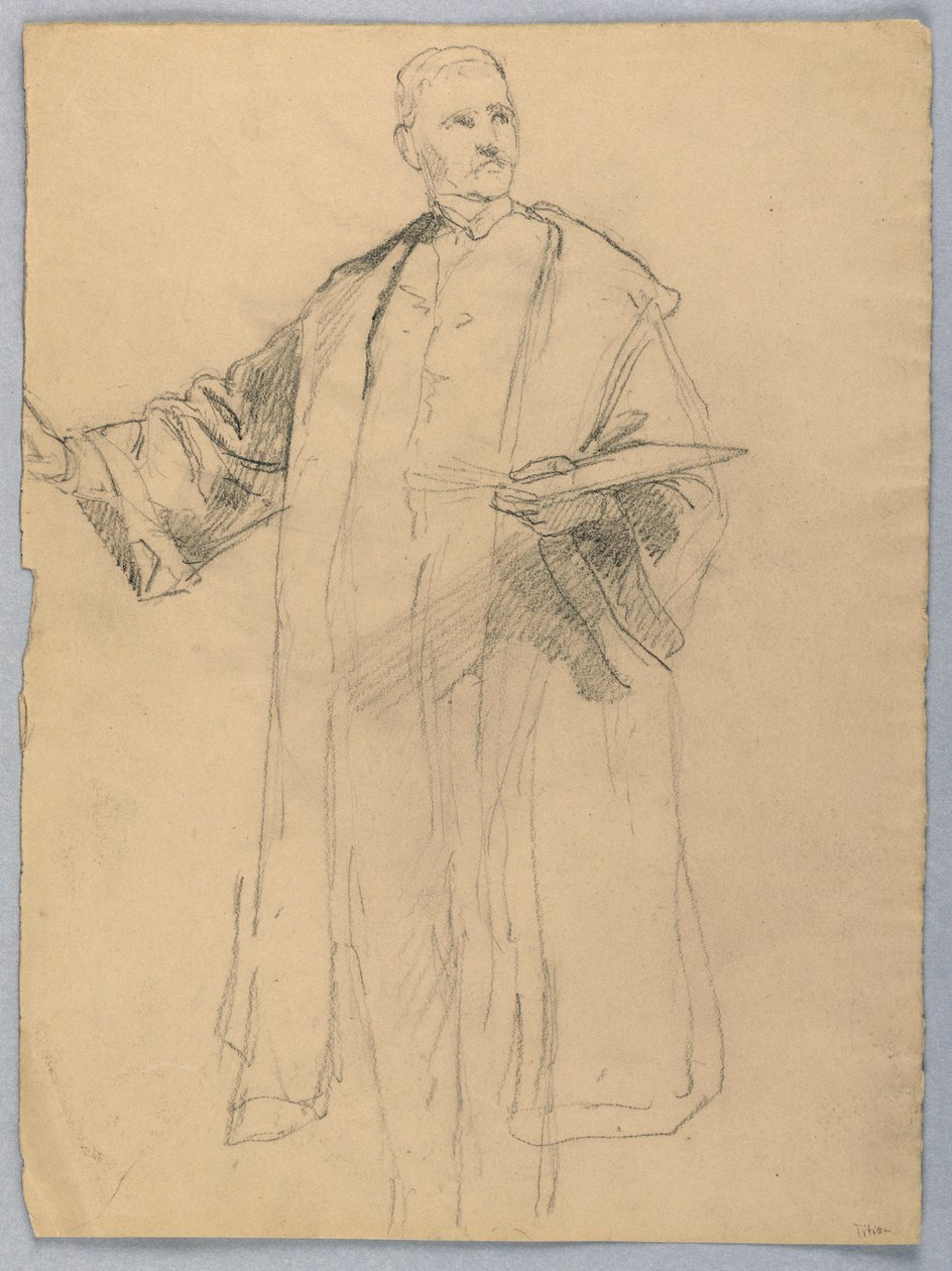 Tegning, studie til "Titian Showing", 1872 af Daniel Huntington