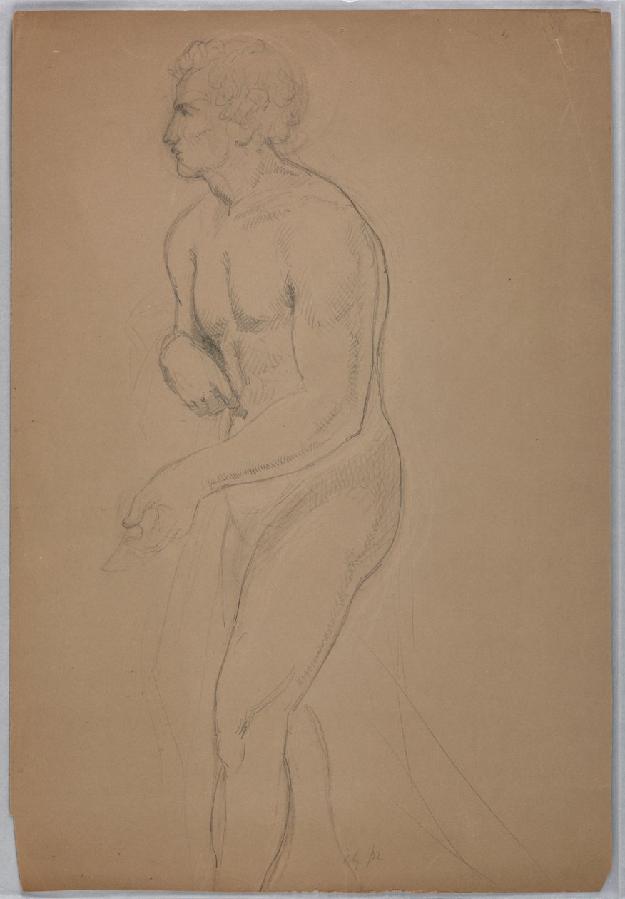 Tegning, studie til "Tribute Money", juli 1852 af Daniel Huntington