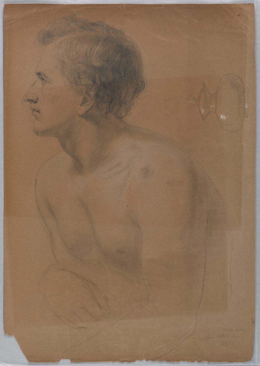 Tegning, studie til "Tribute Money", juli 1852 af Daniel Huntington