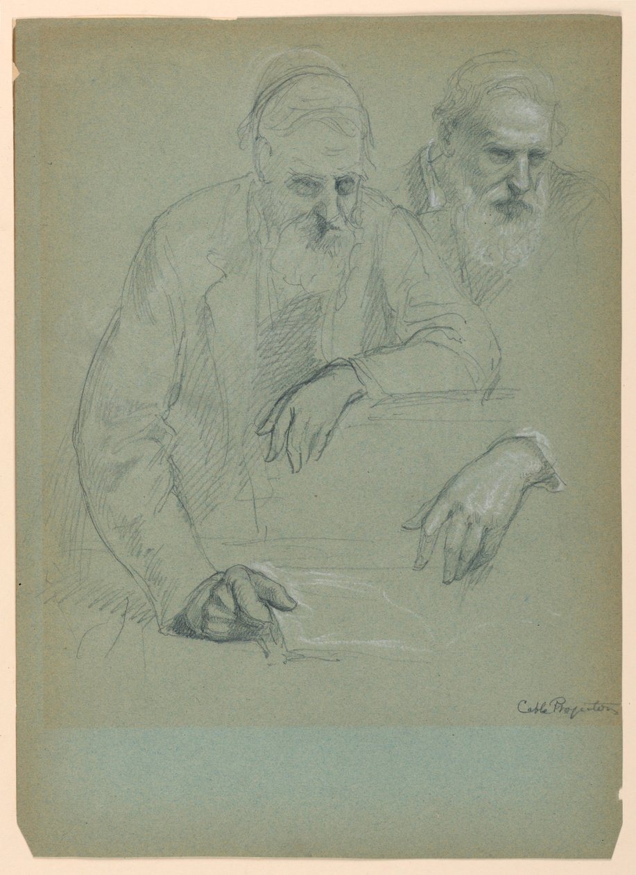 Tegning, To studier af Daniel Hun, 1881 af Daniel Huntington