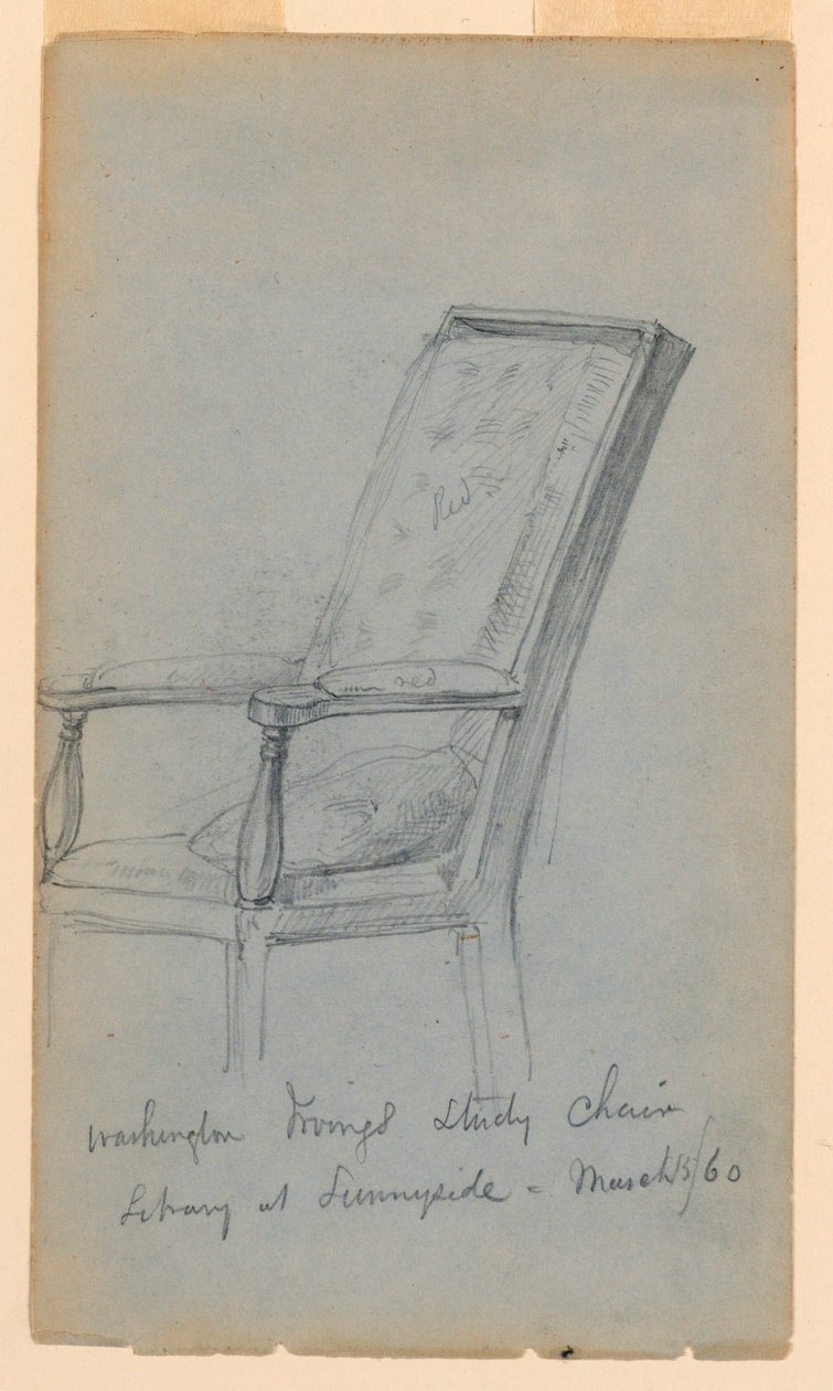 Tegning, Washington Irvings arbejdsværelse, 15. marts 1860 af Daniel Huntington