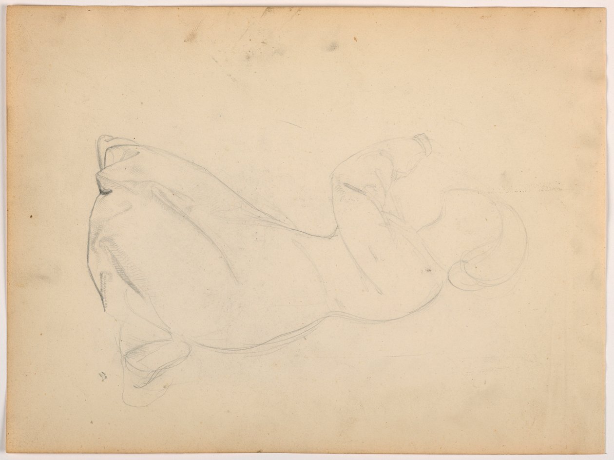 Tegning, Knælende kvinde, ca. 1852 af Daniel Huntington