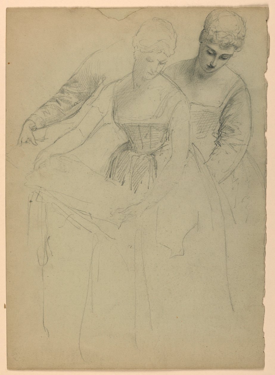 Tegning, kvinde stående, separat, 1860 af Daniel Huntington