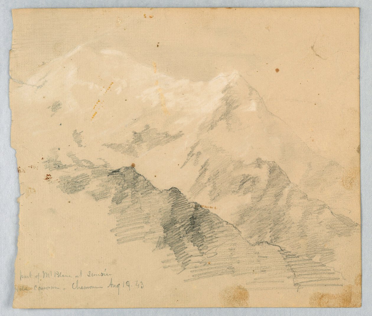 Skitse af Mt. Blanc ved solopgang af Daniel Huntington