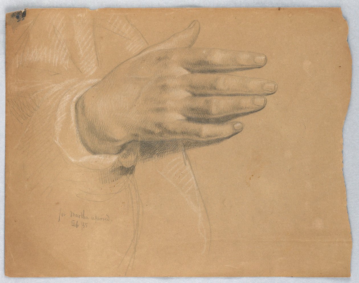 Study of Hand for "Martha Reproved" af Daniel Huntington