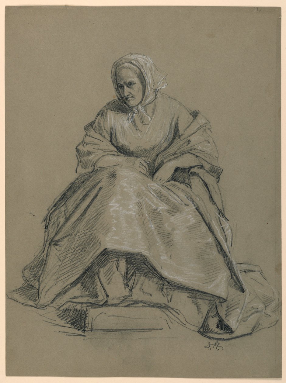 Studie af en siddende kvinde til "The Republican Court" (Lady Washingtons receptionsdag) af Daniel Huntington
