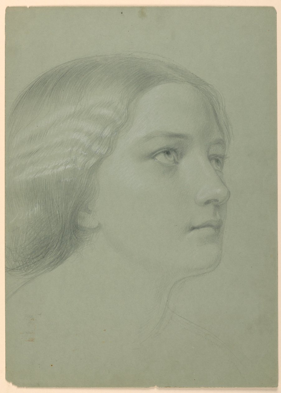 Studie af et kvindehoved for "A Magdalen" af Daniel Huntington