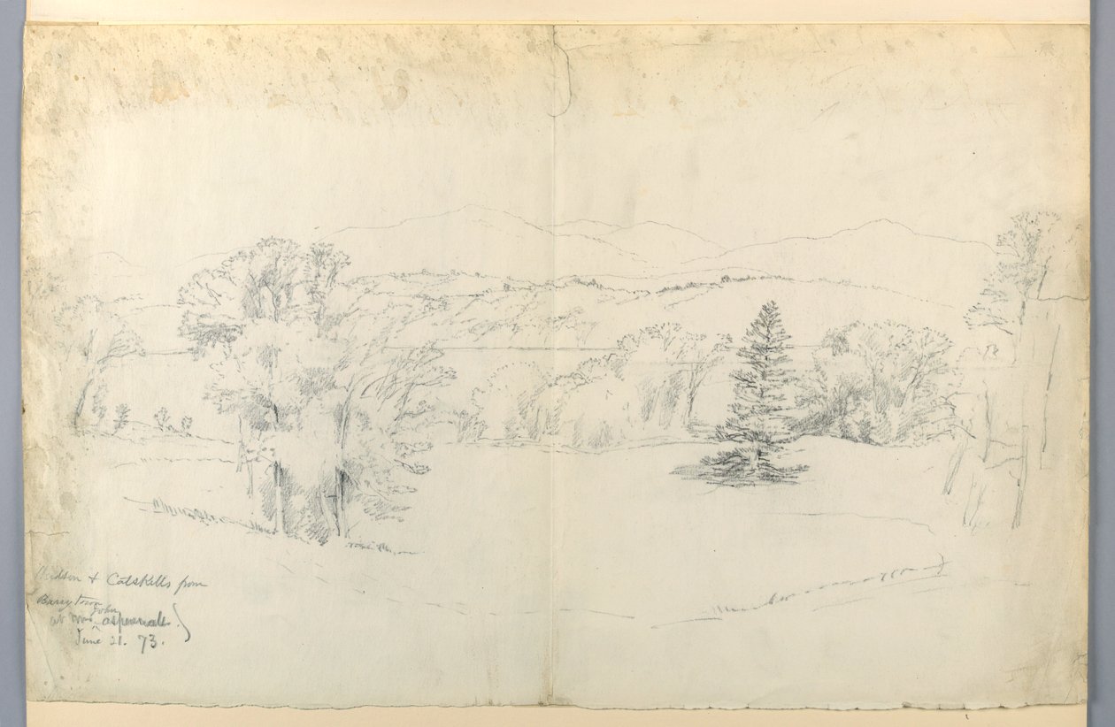 Hudson River og Catskills fra Barrytown af Daniel Huntington