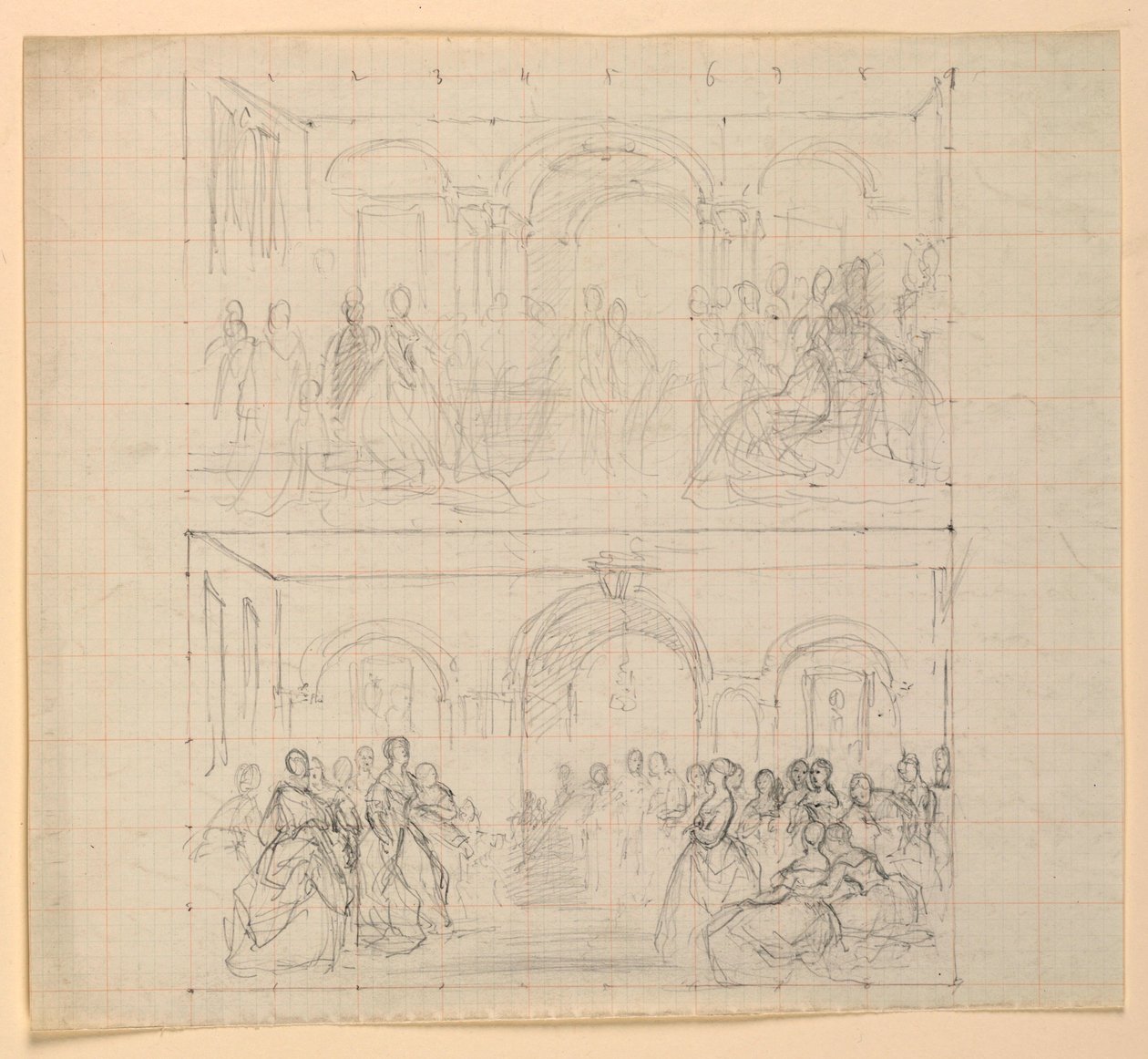 To figurkompositioner til maleriet "The Republican Court" (Lady Washingtons receptionsdag) af Daniel Huntington