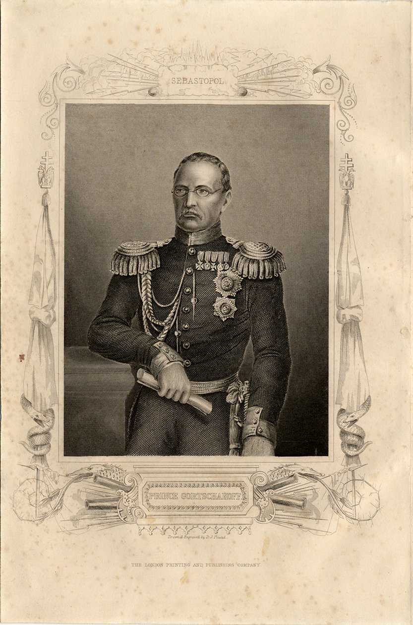 Portræt af prins Mikhail Dmitrievich Gorchakov 1795-1861, 1856 af Daniel John Pound