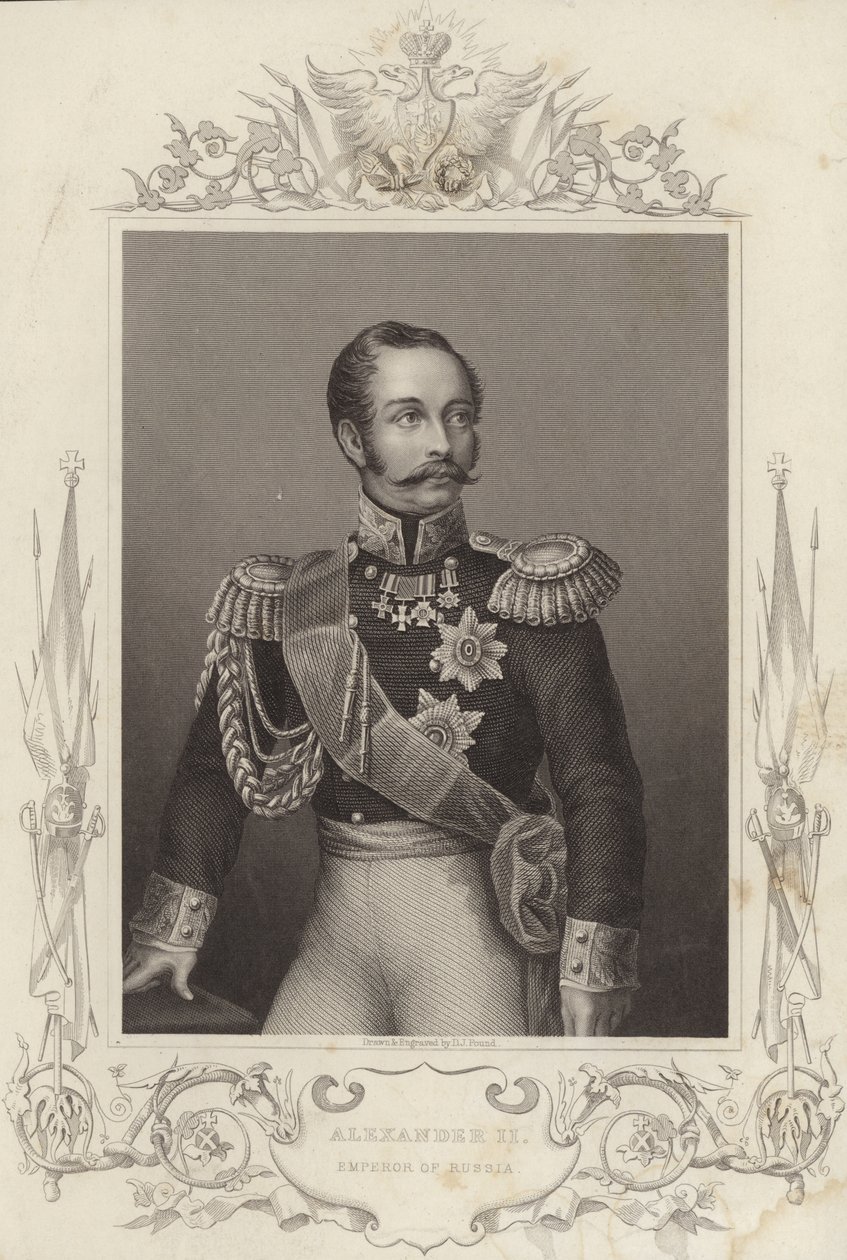 Alexander II, kejser af Rusland (18181881) (kobberstik) af Daniel John. Pound